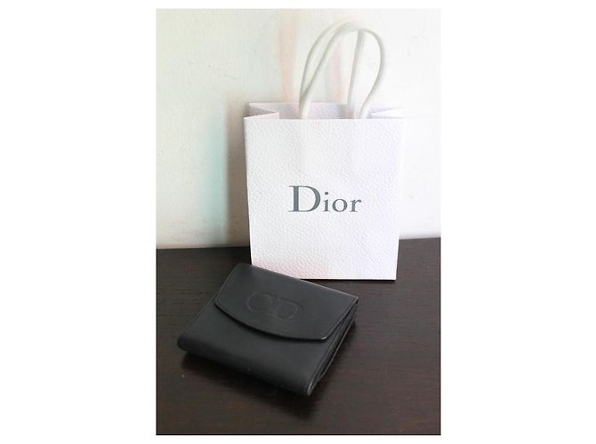 Dior 30 Montaigne Wallet Navy Blue Leather Black - view 5