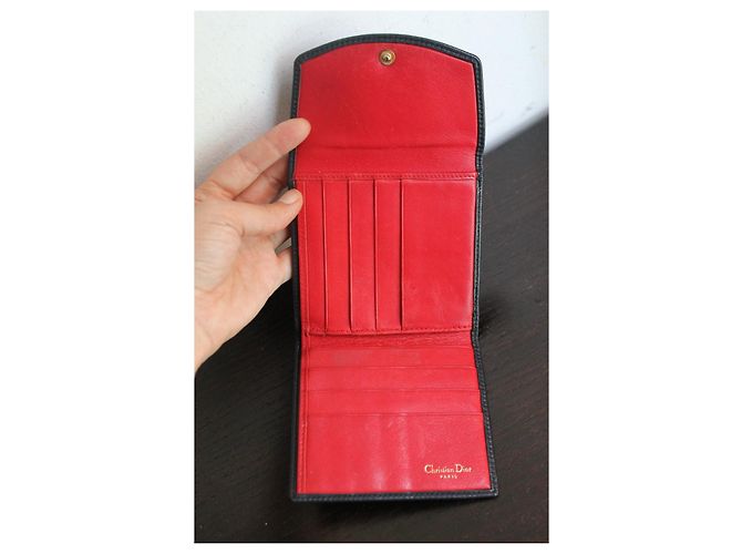 Dior 30 Montaigne Wallet Navy Blue Leather Black - view 7