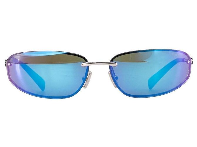 Miu Miu SMU A50 Sonnenbrille Silber Blau - Ansicht 2