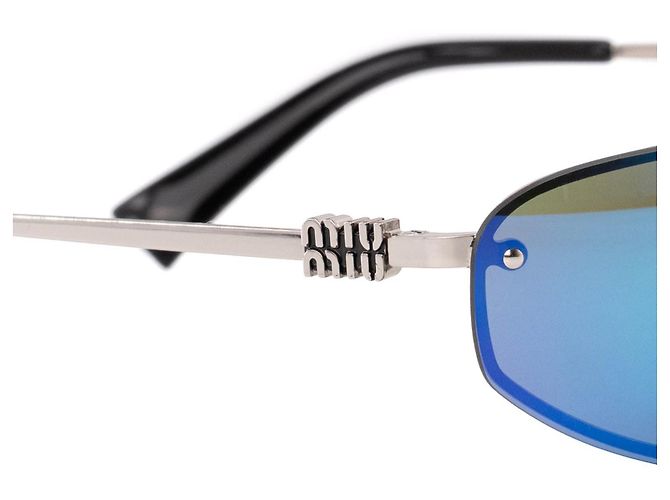 Miu Miu SMU A50 Sonnenbrille Silber Blau - Ansicht 3