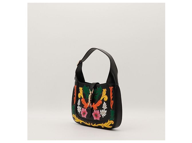Gucci Borsa Jackie 1961 in pelle nera con ricami floreali Nero Multicolore - vista 2