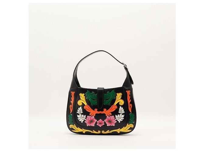 Gucci Borsa Jackie 1961 in pelle nera con ricami floreali Nero Multicolore - vista 3