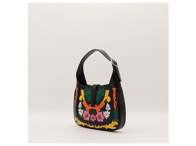 Gucci Borsa Jackie 1961 in pelle nera con ricami floreali Nero Multicolore - vista 4