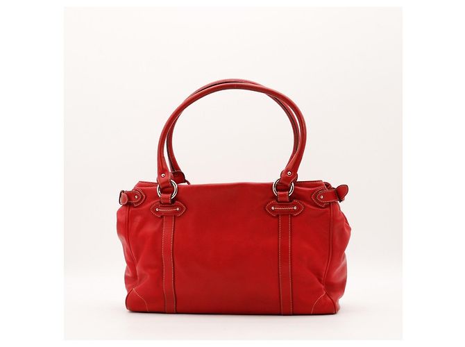 Borsa Tote Christian Dior in pelle rossa con logo CD Rosso - vista 3