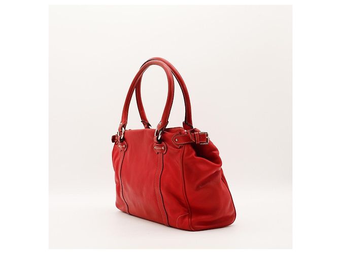 Borsa Tote Christian Dior in pelle rossa con logo CD Rosso - vista 4