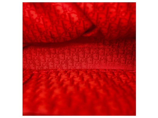 Borsa Tote Christian Dior in pelle rossa con logo CD Rosso - vista 8