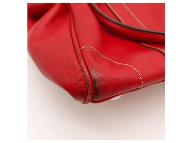 Borsa Tote Christian Dior in pelle rossa con logo CD Rosso - vista 9