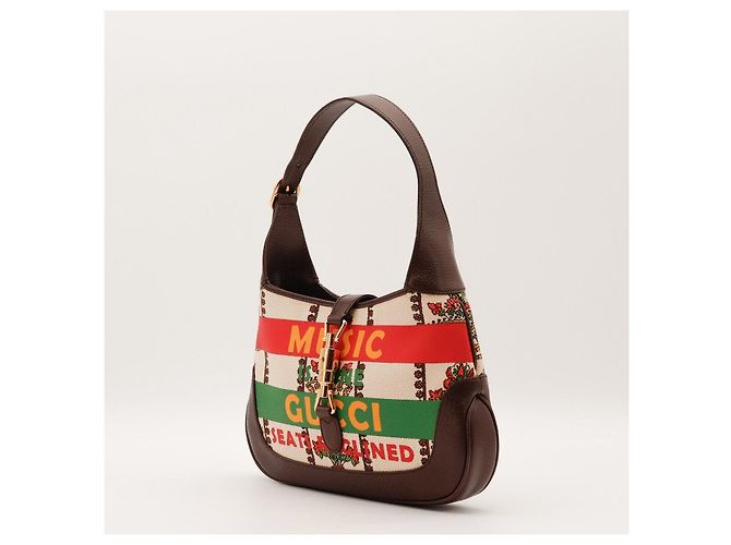 Borsa Hobo Gucci Jackie 1961 "The "F"" Marrone Rosso Beige D'oro Verde - vista 2