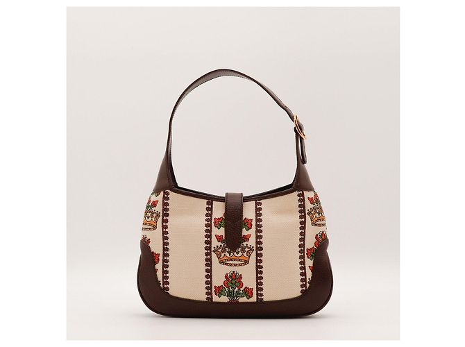 Borsa Hobo Gucci Jackie 1961 "The "F"" Marrone Rosso Beige D'oro Verde - vista 3