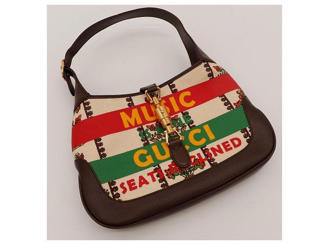 Borsa Hobo Gucci Jackie 1961 "The "F"" Marrone Rosso Beige D'oro Verde - vista 6
