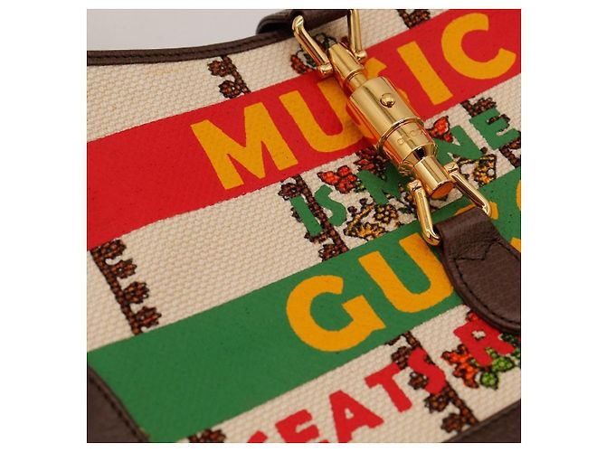 Borsa Hobo Gucci Jackie 1961 "The "F"" Marrone Rosso Beige D'oro Verde - vista 7