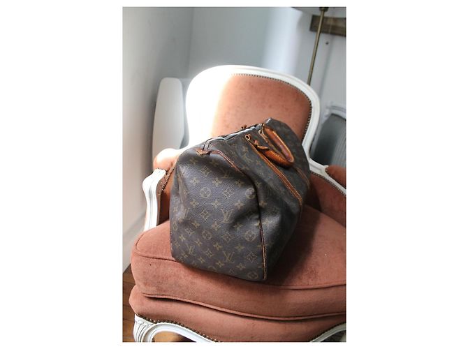 Louis Vuitton Keepall 45 en lona Monogram y cuero Castaño Monograma - vista 5