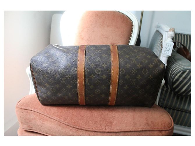Louis Vuitton Keepall 45 en lona Monogram y cuero Castaño Monograma - vista 6
