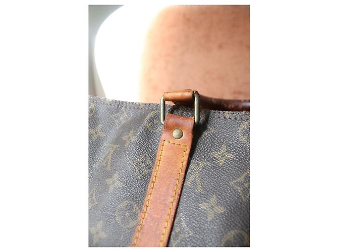 Louis Vuitton Keepall 45 en lona Monogram y cuero Castaño Monograma - vista 8