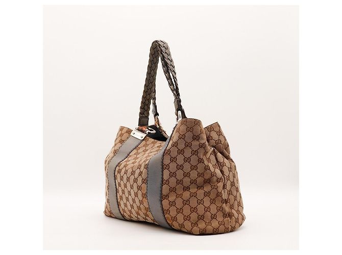 Bamboo Sac à épaule Gucci Monogram Canvas Marron - vue 2