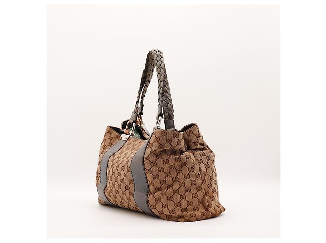Bamboo Sac à épaule Gucci Monogram Canvas Marron - vue 4