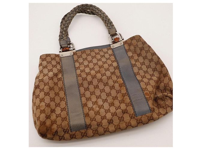 Bamboo Sac à épaule Gucci Monogram Canvas Marron - vue 6