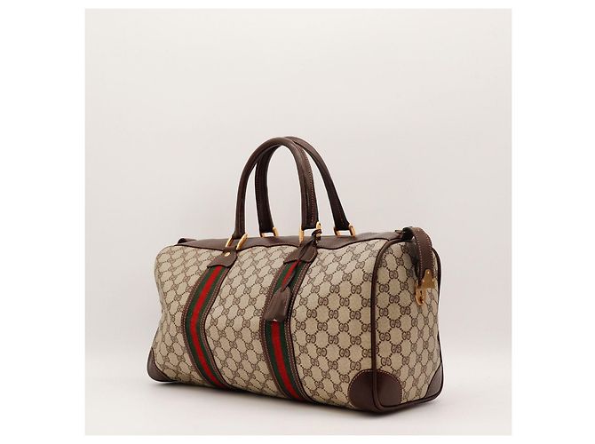 Borsa Boston Monogram Gucci Marrone Rosso Beige Verde - vista 2