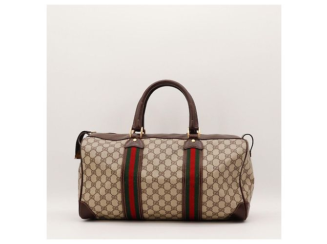 Borsa Boston Monogram Gucci Marrone Rosso Beige Verde - vista 3