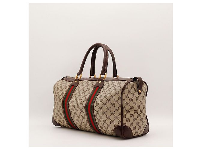 Borsa Boston Monogram Gucci Marrone Rosso Beige Verde - vista 4
