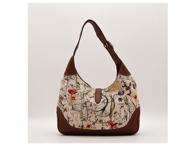 Borsa hobo Gucci in tela con stampa floreale Marrone Multicolore Beige - vista 3