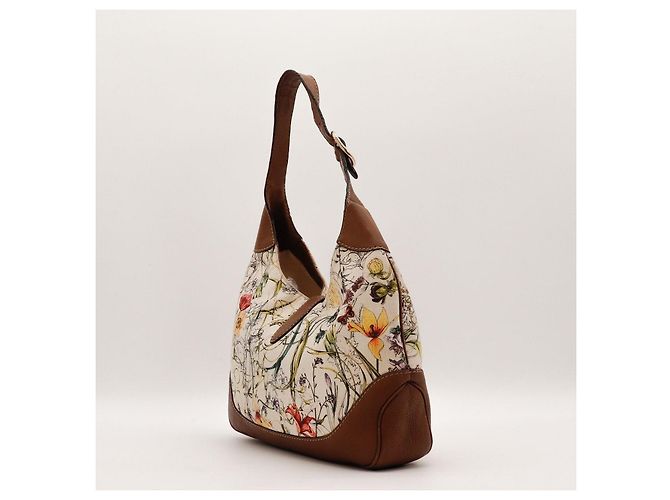 Borsa hobo Gucci in tela con stampa floreale Marrone Multicolore Beige - vista 4