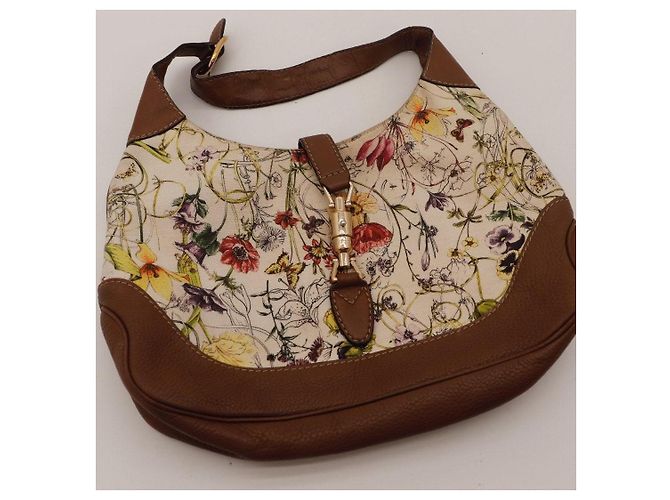 Borsa hobo Gucci in tela con stampa floreale Marrone Multicolore Beige - vista 7