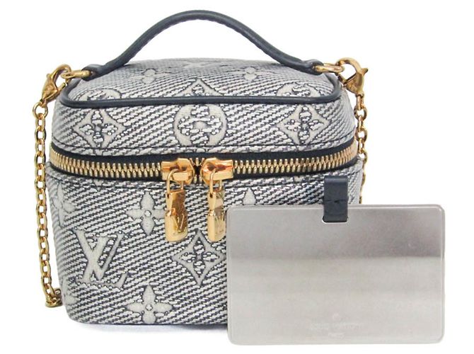 Bolsa Micro Vanity em Jacquard Laminado Monogram Louis Vuitton Branco Azul marinho - vista 2