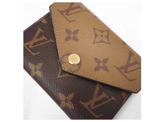 Louis Vuitton Monogram Reverse Portefeuille Victorine Tri-fold Wallet Marron Beige - vue 4