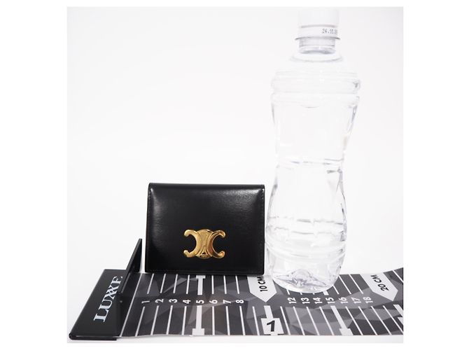 Triomphe Céline Celine Porta carte in pelle nera Nero - vista 3