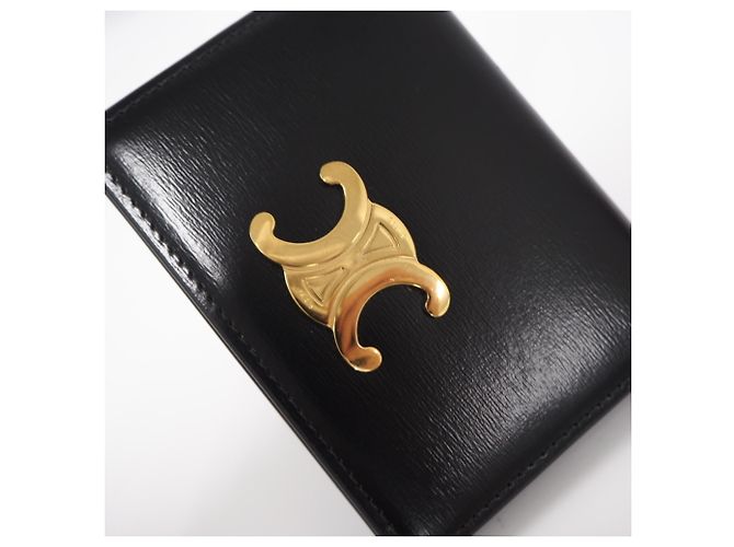 Triomphe Céline Celine Porta carte in pelle nera Nero - vista 4
