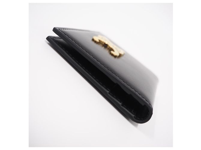 Triomphe Céline Celine Porta carte in pelle nera Nero - vista 7