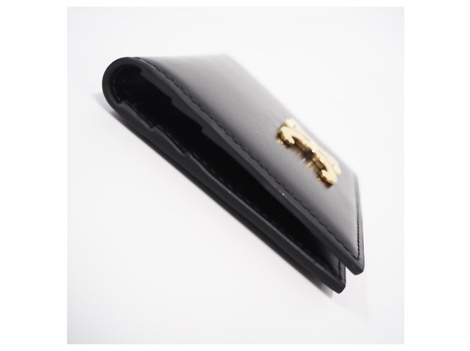 Triomphe Céline Celine Porta carte in pelle nera Nero - vista 8