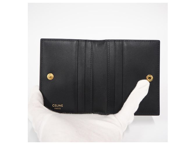 Triomphe Céline Celine Porta carte in pelle nera Nero - vista 9