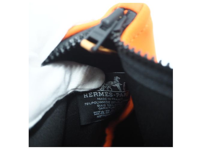 Hermès Hermes NeoBain Flat Pouch PM Nero Arancione - vista 11