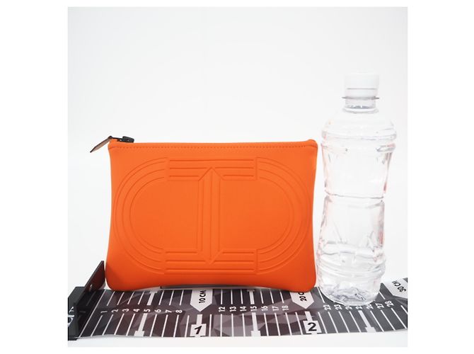 Hermès Hermes NeoBain Flat Pouch PM Nero Arancione - vista 3
