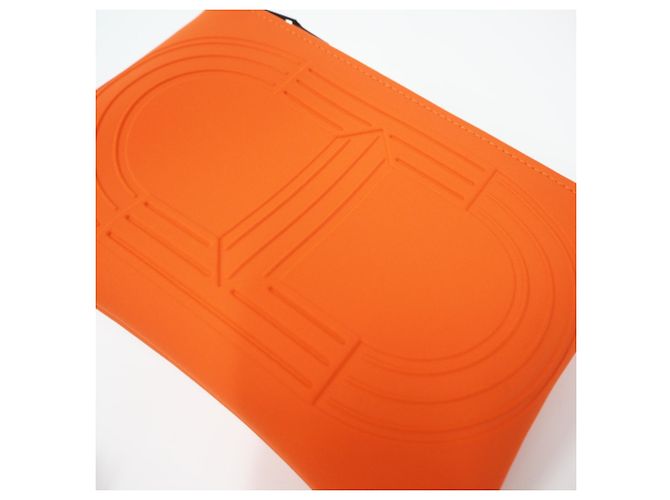 Hermès Hermes NeoBain Flat Pouch PM Nero Arancione - vista 4