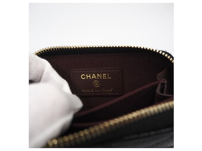 Chanel Matelassé Coco Mark Münzbeutel Schwarz Golden - Ansicht 13