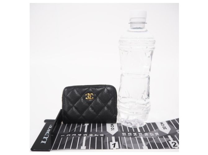 Chanel Matelassé Coco Mark Münzbeutel Schwarz Golden - Ansicht 3