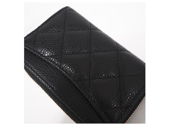 Chanel Matelassé Coco Mark Münzbeutel Schwarz Golden - Ansicht 5
