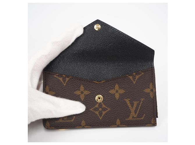 Louis Vuitton Monogram Portecarte Verso Coin Case Marrone Nero Beige - vista 11