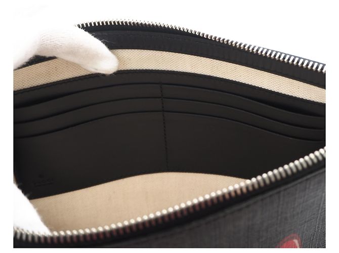 Clutch Gucci GG Supreme Marrone Nero Rosso - vista 14