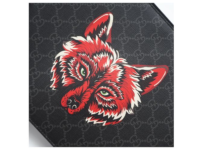 Clutch Gucci GG Supreme Marrone Nero Rosso - vista 4