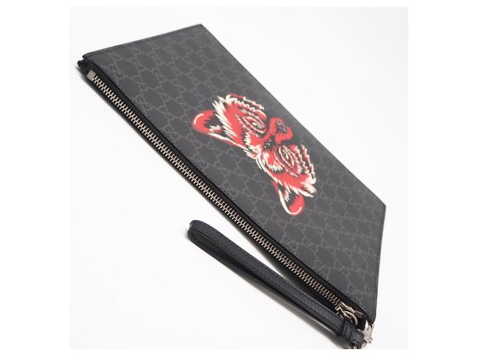 Clutch Gucci GG Supreme Marrone Nero Rosso - vista 5