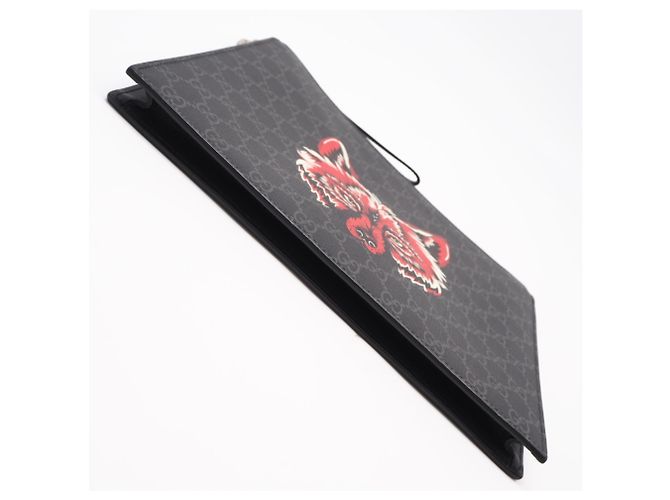 Clutch Gucci GG Supreme Marrone Nero Rosso - vista 6