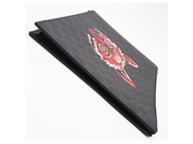 Clutch Gucci GG Supreme Marrone Nero Rosso - vista 8