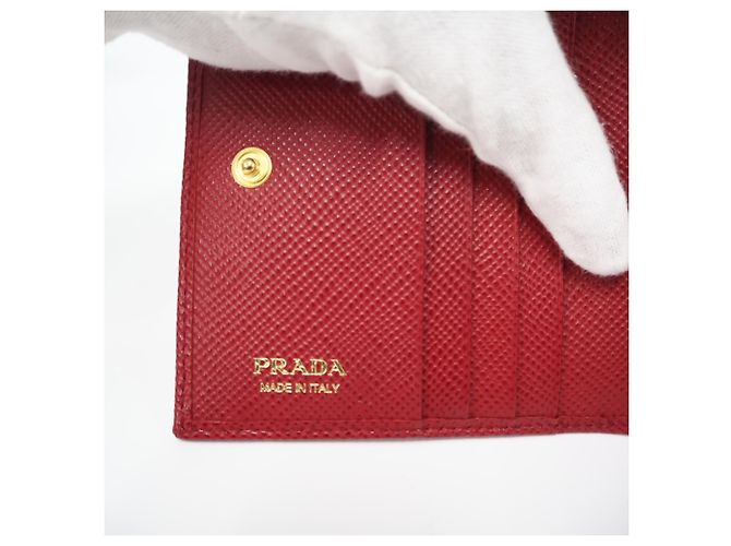 PRADA Bi-fold Geldbörse aus Saffiano-Leder mit Logo Rot - Ansicht 12