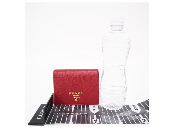 PRADA Bi-fold Geldbörse aus Saffiano-Leder mit Logo Rot - Ansicht 3
