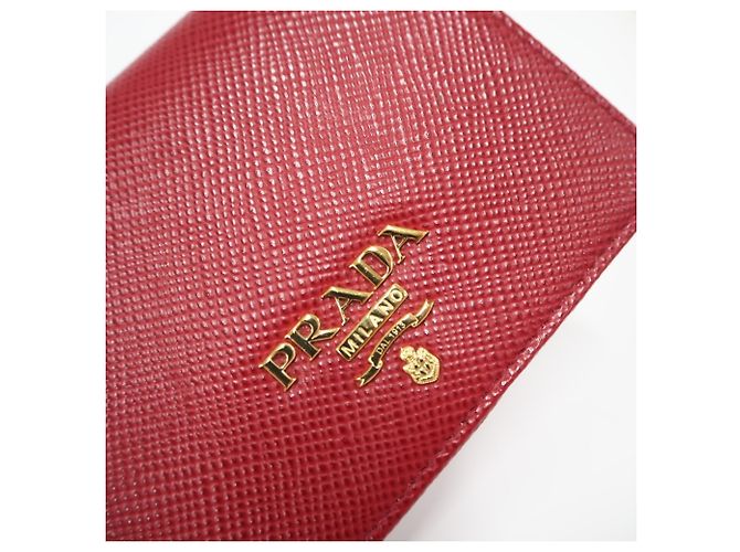 PRADA Bi-fold Geldbörse aus Saffiano-Leder mit Logo Rot - Ansicht 4