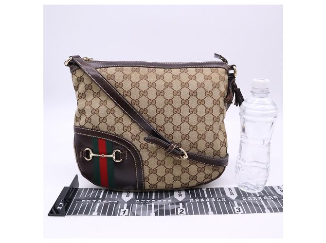 Borsa a tracolla Gucci GG Canvas Horsebit Marrone Multicolore - vista 3